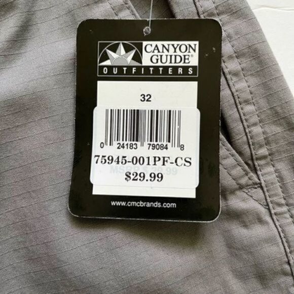 CANYON Guide Outfitters mens cargo shorts 32 gray pockets zipper button NWT - Picture 9 of 14